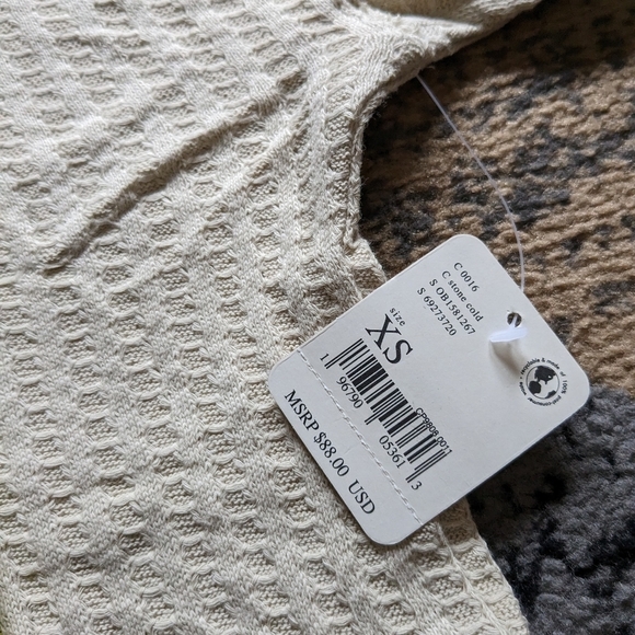 Free People Juicy Long Sleeve Women's Waffle Mock Longsleeve Size Xs Stone Cold - Picture 2 of 10